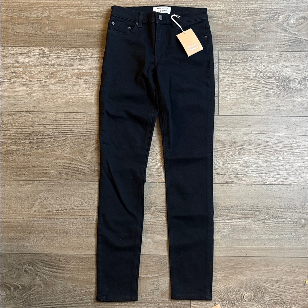 Reformation Denim Harper Mid Rise Black Skinny Jeans Shopbop Nordstrom